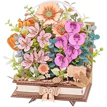 rowood 3D Puzzle,Mothers Day DIY Wooden Flower Craft Kits for Adults,Botanical Collection Home Decor, Valentines Day/Christmas/Birthday Gift-Wooden Blooming Book