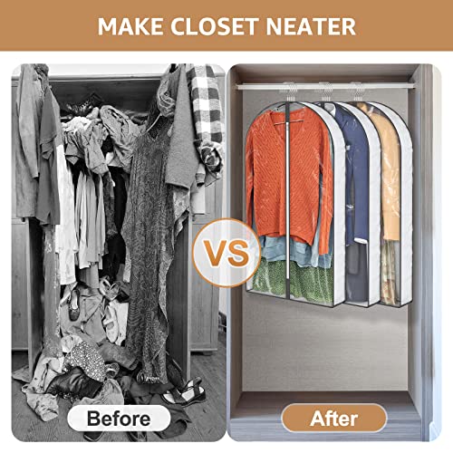 40" Garment Bags, Clear Clothes Covers With 4" Gussetes For Hanging Clothes Closet Storage, Breathable Protector For Suits Coat, Jacket, Sweater, Shirts, 3 Packs #TOP4