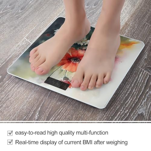 Báscula digital de baño con diseño acuarela y pantalla LCD miniatura 5