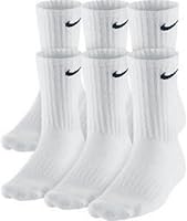 Nike Dri-FIT Classic Cushioned Crew Socks (6 Pairs) White/Black Swoosh Men's Large 8-12 Moisture-Wicking Comfort