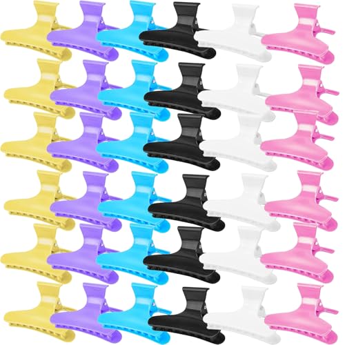 Ondder 48 Pcs Colorful Butterfly Hair Clips for Styling and Sectioning - Pro Claws Clamps for Cutting, Coloring - Hair Accessories for Women Girls