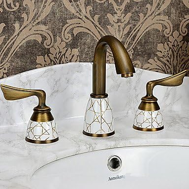 YBED Bathroom Sink Faucets Antique Waterfall Brass Brushed