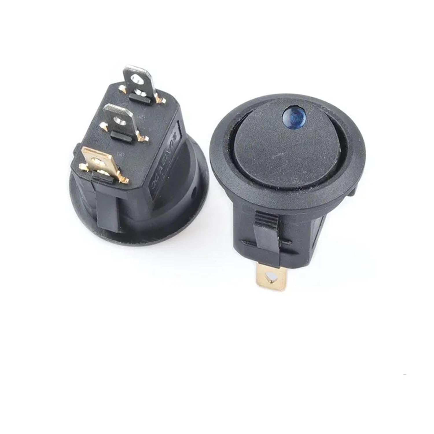 4pcs 12V 220V Waterproof Rocker Switch LED Dot Light Car Boat Round ON/Off SPST Switch(Green,12V)