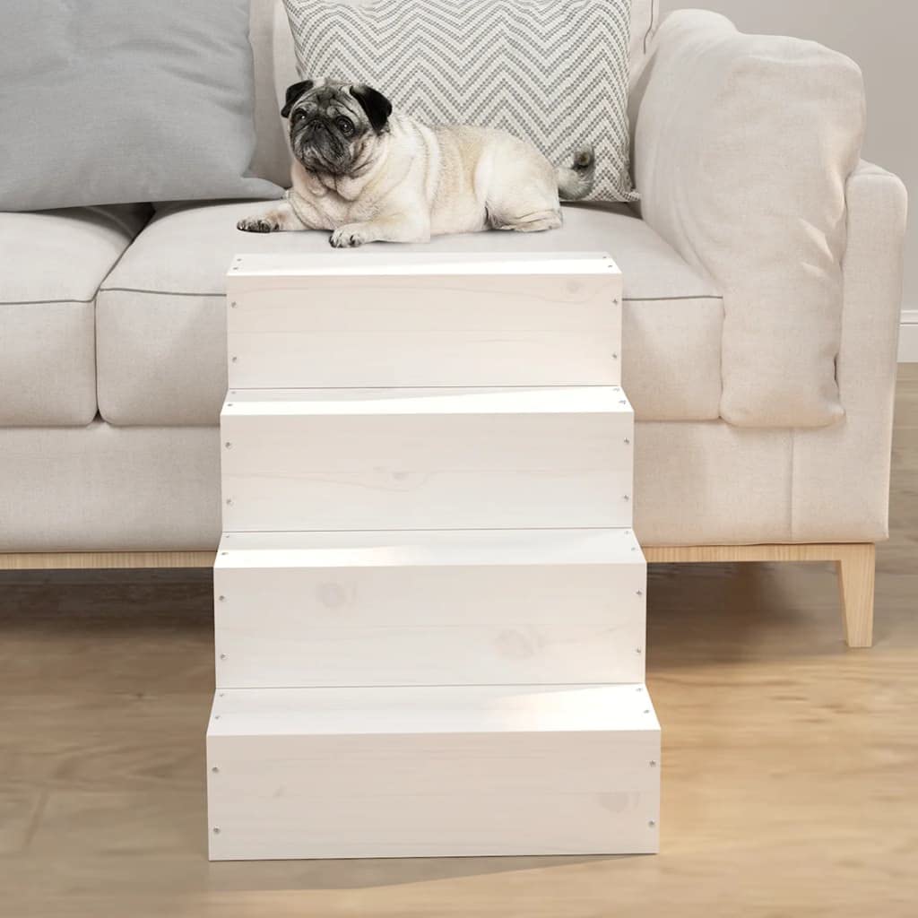 Mangloder - Scaletta per animali domestici, in legno di pino massiccio, 40 x 49 x 47 cm, 3 gradini per cani e gatti, accanto al letto o al divano, stabile e salvaspazio, per anziani e cuccioli