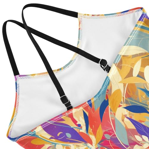 KLL Vintage Floral Pattern Modern Oil Painting Toddler Girl 1 Piece Swim Suit Beach Swimwear Adjustable Shoulder Strap Cute4