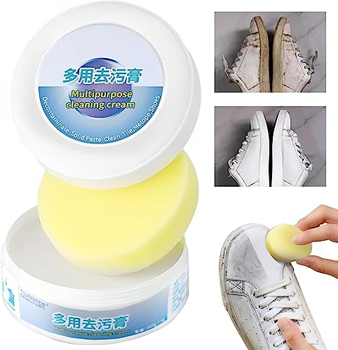 2PCS Multi-Functional Cleaning and Stain Removal Cream Multi Purpose with Sponge White Cleaner Shoes Decontaminate Solid Paste
