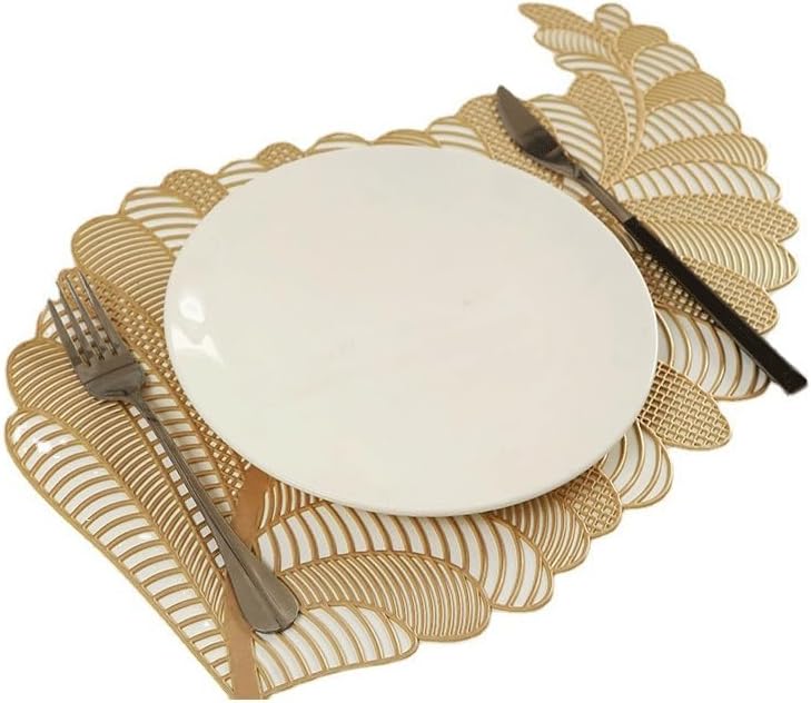 European Hollow Placemat Golden Western Food Insulation Coaster Bowl Mat(Gray)