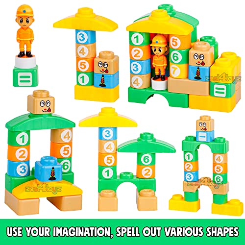 Image of Zest 4 Toyz Building Blocks for Kids 57 Pieces Construction Toy Vehicle Puzzle Game Creative Building Set Educational Toy Activity Blocks Brain Development Toy for Boys Girls 3+ Years