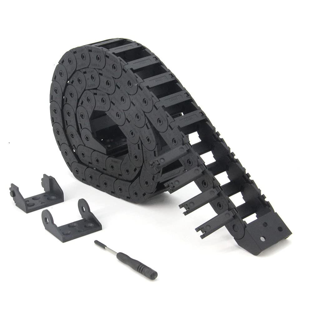 Catena Portacavi Plastica Nera 15x30mm, Lunghezza 1m, Aperta, Flessibile, Con Connettori - R28