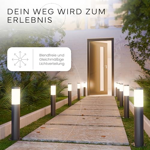 4x Wegeleuchten Außen mit Erdspieß - E27 Fassung, Höhe 50 cm - Outdoor Pollerleuchte aus Edelstahl IP44 - Wegleuchte, Sockelleuchte, Standleuchte, Gehwegleuchten Außen, Wegbeleuchtung – Bild 4