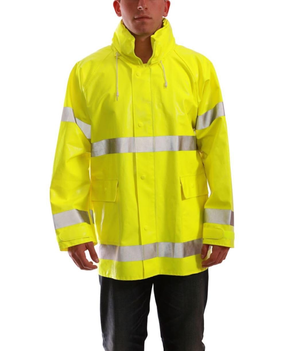 Comfort-Brite High-Visibility Jacket, Lime Yellow PVC/Polyester, XXL