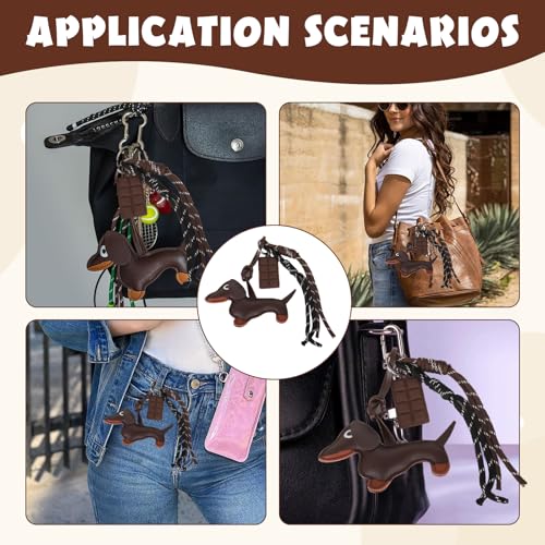 ZhongShuang Taschenanhänger,Bag Charms,Dackel Schlüsselanhänger,Einschließlich Welpe Und Schokoladen-Hanfseil,Kann Als Schlüsselanhänger Verwendet Werden,Ein Geschenk Für Freunde