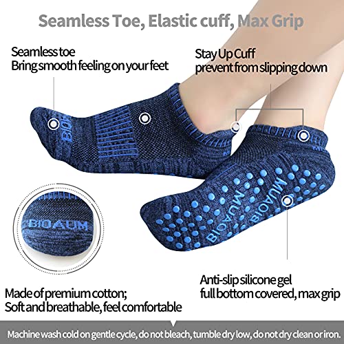 BIOAUM Feminino Meias de Ioga para – 6 Pares de Almofada de Algodão Antiderrapante Chinelo Meias Hos