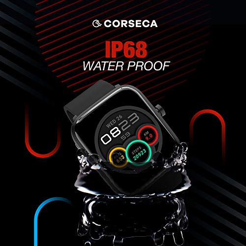 Image of Corseca Fittex Plus Bluetooth Smart Watch (1 Week Battery Life Compatible with Android 5.1 iOS 10.0 Wireless IP68), Black, Large (DMW6095)