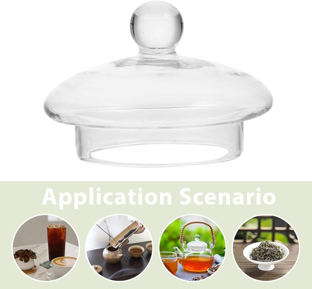 SHINEOFI Glass Teapot Lid Replacement 2.95 Inch Round Tea Pot Lid for Tea Kettle Heat Resistant Clear Teapot Accessory Cover for Home Kitchen Family Party Camping