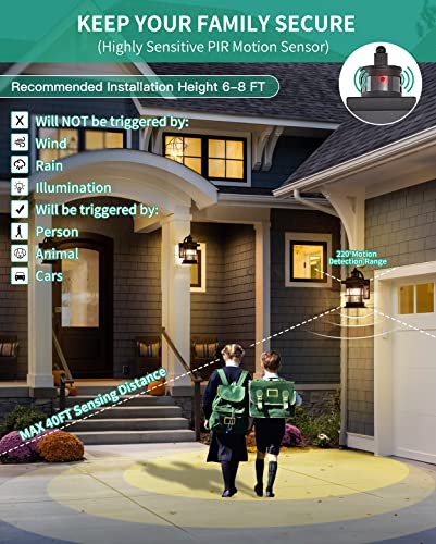 Motion Sensor Outdoor Wall Sconce Dusk Dawn Waterproof Exterior Wall Lantern Light Fixture Wall Mount Porch Light With Photocell Black Outside Lamp For House Garage Front Door #TOP1