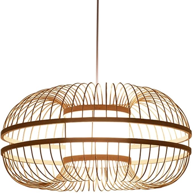LQZCXMF Hanglamp In Chinese Stijl Houten Vintage Bamboe Lantaarn Plafondlamp Halverwege De Eeuw Lamp Retro Bamboe Koepelvormige Hanglamp Voor Eetkamer, Keuken, Restaurant