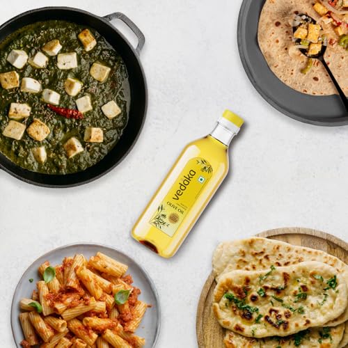 Image of Amazon Brand - Vedaka Olive Oil| For Indian Cooking 500Ml | Contains Mufa | Ideal For Frying, Roasting, Sauteing | Extra Light |Neutral Flavour