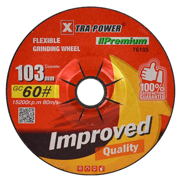 Xtra Power 4" (103 mm) Premium Flexible Grinding Wheel (Grit - 60) for all types of stone and glass | Pack Of 10-image-3