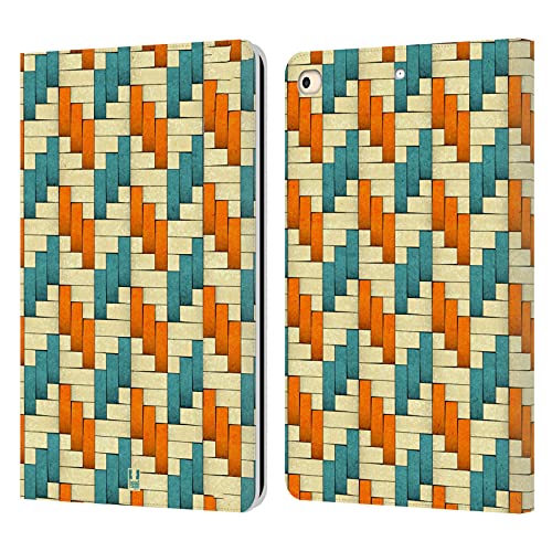 Carcasa de cuero tipo libro compatible con iPad 9.7 2017 y 2018 con diseño espina de pescado