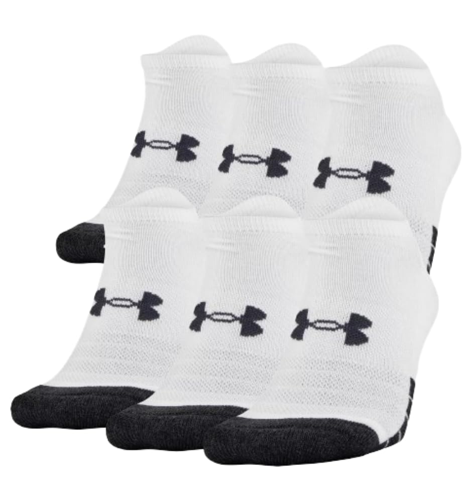 Under Armour UA Performance Tech No Show Lot de 6 paires de chaussettes Sport Blanc, Blanc/graphite, Medium