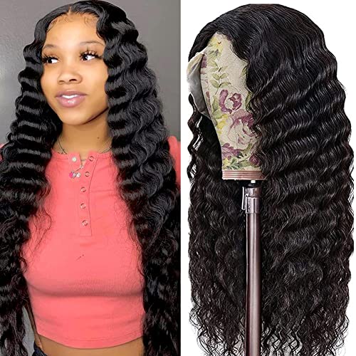 Perruque cheveux humain deep wave femme bresilienne curly lace frontal