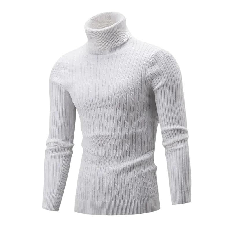 Men's Pullover Sweaters Long Sleeve Slim Casual Solid Color High Collar Pullover Sweater