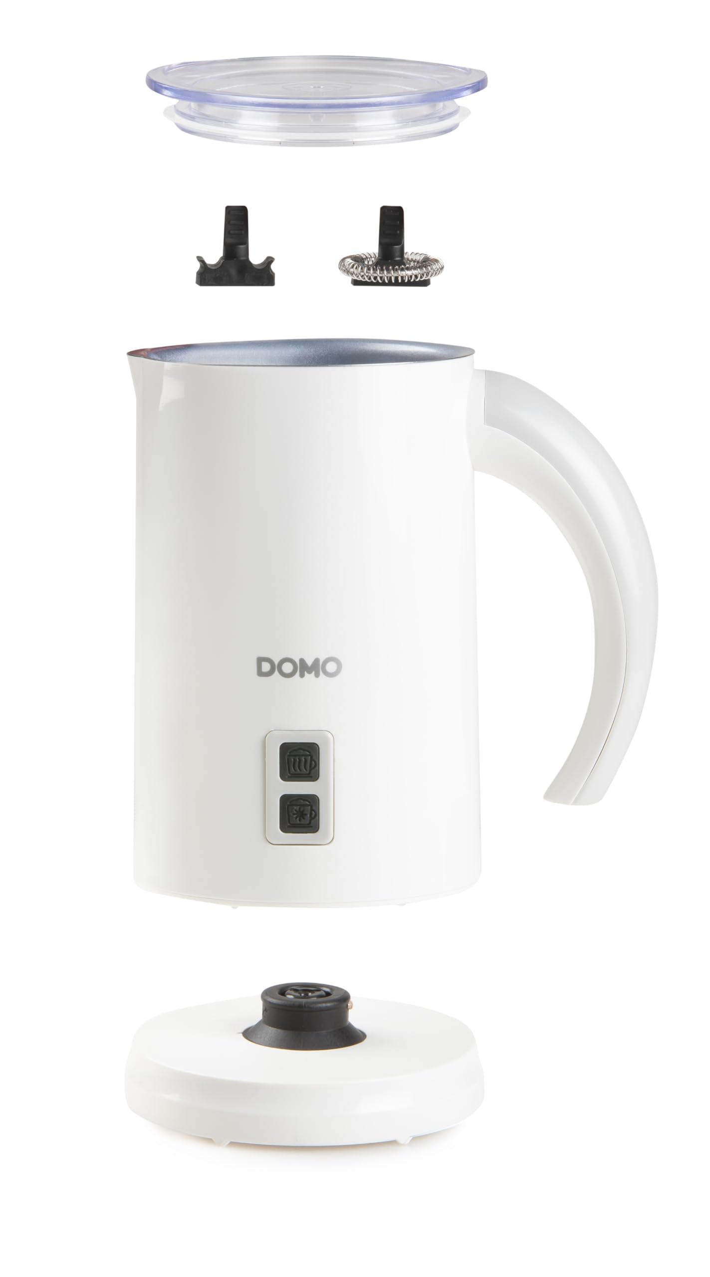 DOMO DO731MF Montalatte Elettrico 4 Funzioni – Schiuma Calda/fredda, Latte Caldo E Agitazione, 550 W, Rivestimento Antiaderente ILAG, Bianco