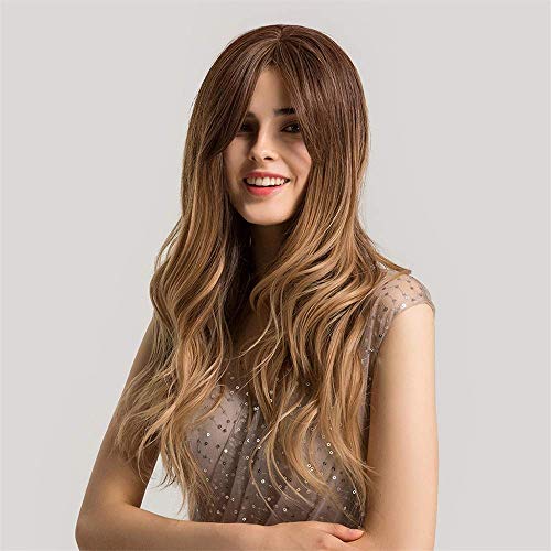 Perruque de cheveux synthétiques de cheveux bouclés naturels en dégradé brun - 5