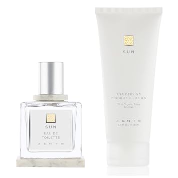 Zents Two-Piece Gift Set for Women Sun Fragrance | Eau de Toilette & Hydrating Body Lotion | Long-Lasting Perfume with Vanilla & Sandalwood | Nourishing Body Cream | 1.7 fl oz & 6.4 fl oz