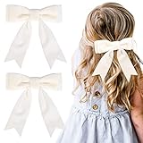 2PCS 5" Velvet White Hair Bows Girls Hair Clips Ponytail Holder Accessories for Girls Toddlers
