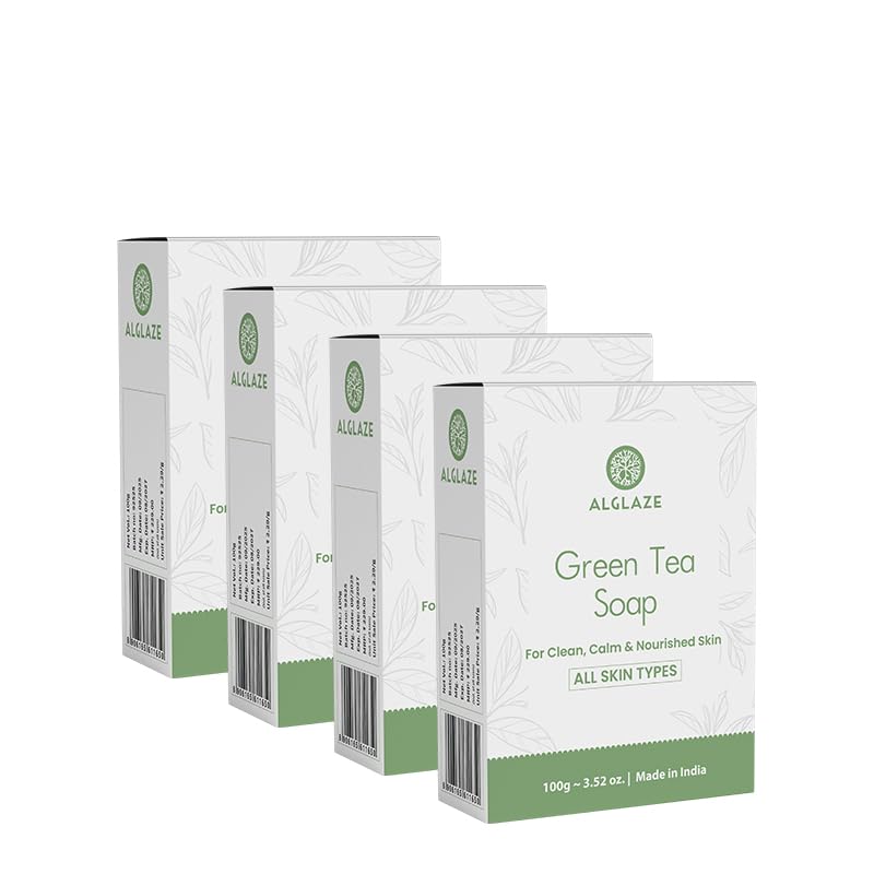 Image of Green Tea Soap With Shea Butter & Jojoba Oil | Cleanses, Calms & Nourishes | 100 g (Pack of 4)