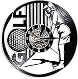 Reloj de Pared Vinilo Vintage Palos de Golf decoración de Pared Negro Reloj Colgante Golfista Silueta Reloj de Pared Amantes del Golf Reloj Regalo