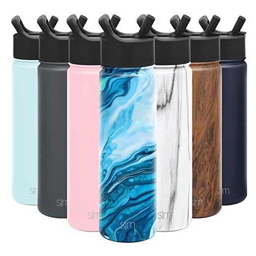 Simple Modern Water Bottle with Straw Lid Vacuum Insulated Stainless Steel Metal Thermos Bottles | Reusable Leak Proof BPA-Free Flask for Gym, Travel, Sports | Summit Collection | 22oz, Ocean Geode