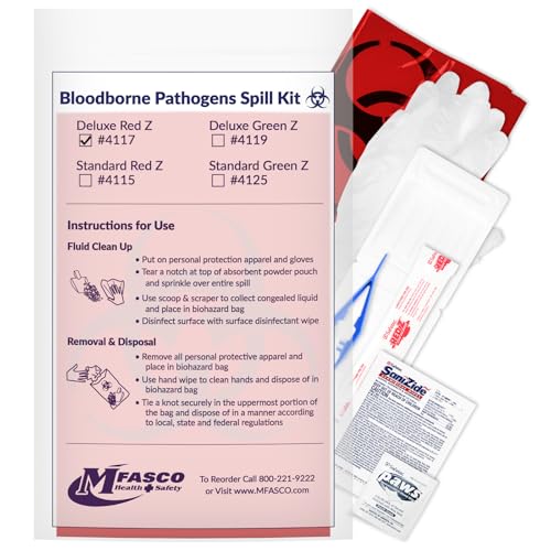 MFASCO Biohazard Fluid Clean Up Kit Deluxe - Approved Bio Bag, Preparedness for Cleaning Blood, Urine, Vomit, Feces - Safety Essentials for First Responder & Medic - Portable Professional Supplies