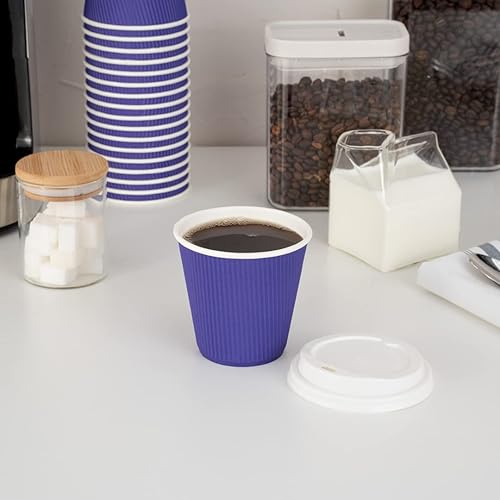 Vista 148 de Vasos de café de papel aislado de pared corrugada, 8 oz, Anaranjado