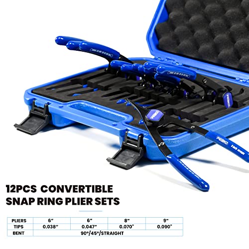PESIKO Conjunto de alicates de anel de pressão interno/externo, conjunto de alicates conversíveis co