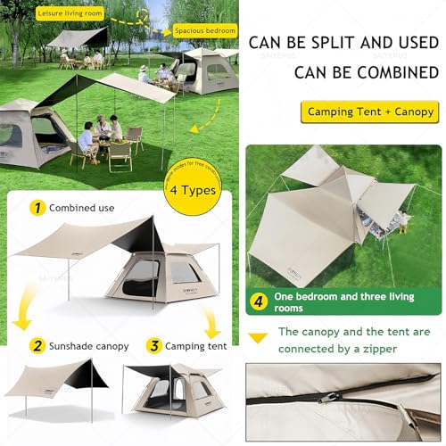 Carpa de Camping Exterior con Toldo para 4 a 6 Personas miniatura 3