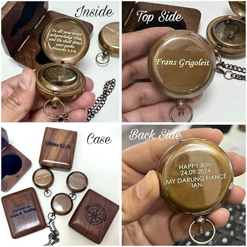 Brújula personalizada de latón grabada miniatura 3