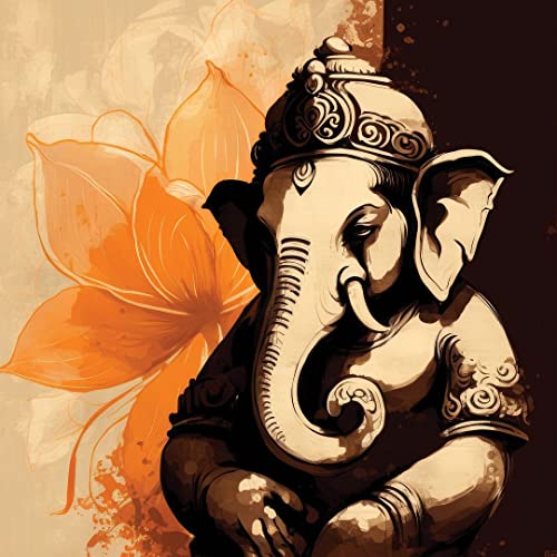 Image of CVANU Lord Ganesh Canvas Painting with Frame for Wall Art Decoration (36x36inch) 202305-168