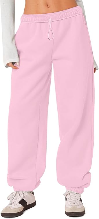 HeSaYep Womens Baggy Sweatpants High Waisted Fleece Cotton Joggers