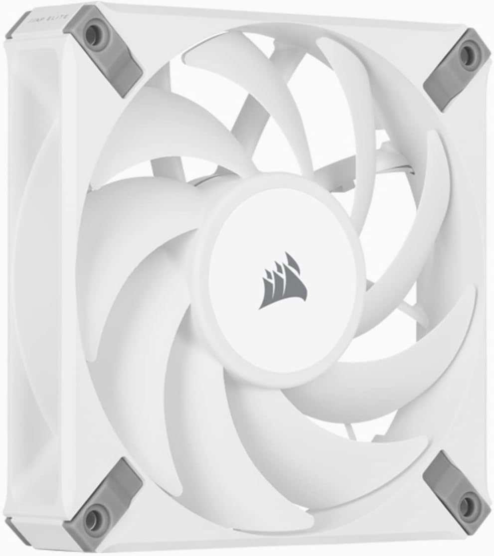 Corsair AF120 Elite 120 mm PWM Ventilador con Rodamiento Dinámico Líquido y Tecnología AirGuide (Bajo Nivel de Ruido, Compatibilidad con el Modo Zero RPM) Paquete Simple - Blanco