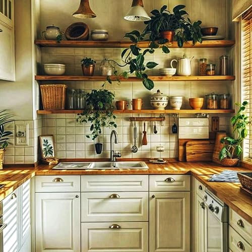 Image of ROGMARS 48Inches Long Walnut Floating Shelves | Rustic Solid Wood Farmhouse Wall Shelves with Invisible Brackets for Bathroom, Living Room, Bedroom, Kitchen Set of 3