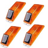 Aolyty Solar Strobe Warning Light LED Warning Lamp 4-Pack Super Bright IP54 Waterproof Light Control Flashing Beacon Barricade Construction Safety Road Signs Flash Traffic Lights (Yellow)