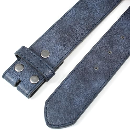 Image of BC Belts Leather Belt Strap with Vintage Distressed Texture 1.5 inch Wide with Snaps and without Buckle