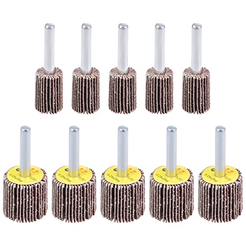 sourcing map 15mm, 25mm Flap Wheels Shank Mounted Sanding Disc Abrasive Wheel 80 Grits 10 Pcs