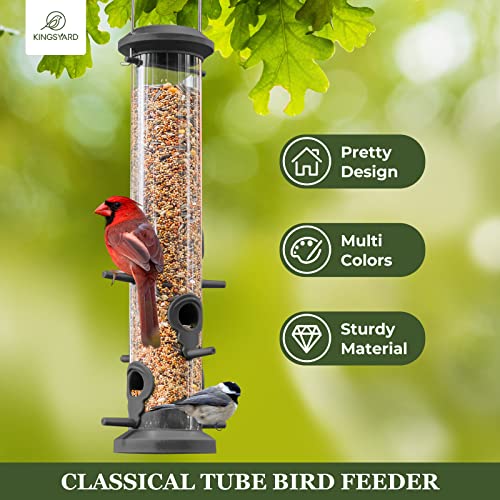 Kingsyard 2 Pack Tube Bird Feeders For Outdoors Hanging, Premium Hard Plastic Bird Feeder With 6 Feeding Ports, Weatherproof & Steel Hanger, Attracting For Wild Birds (Black) #TOP1