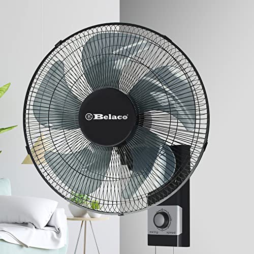 Belaco Wall Fan 16 Inch Wall Mounted 3 Speed Mode Oscillation Fan Tilt Head Easy Install High Airflow 55w Cooler for Summer, Black/Silver - Image 4