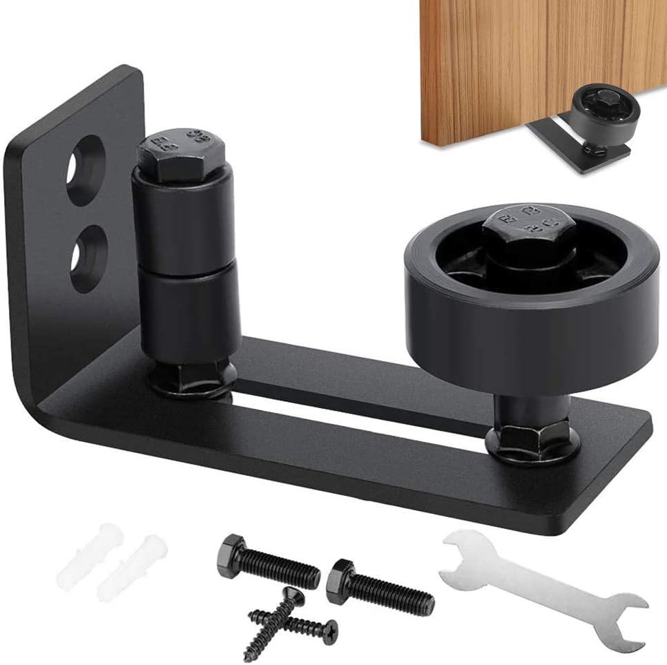 Barn Door Floor Guide, Floor Bottom Guide, Adjustable Sliding Floor Roller, Wall Roller Guide, 8 in 1 Adjustable Carbon Steel Sliding Stay Roller for Sliding Barn Doors Floor, Black