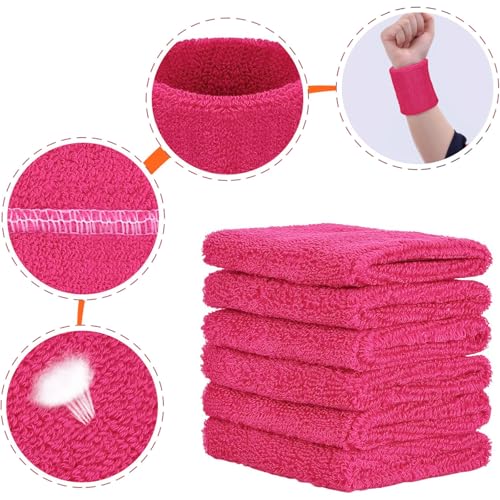 Image of Willbond Wrist Sweatbands, Sports Sweatbands for Competition, Sweat Absorbent, for Basketball, Tennis, Football, Running and Work (Pack of 6)